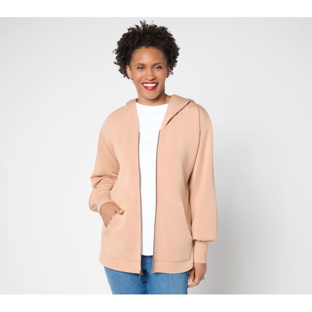 Martha Stewart Women's Plus Sz Jacket 1X Signature Comfort Zip Front Pink